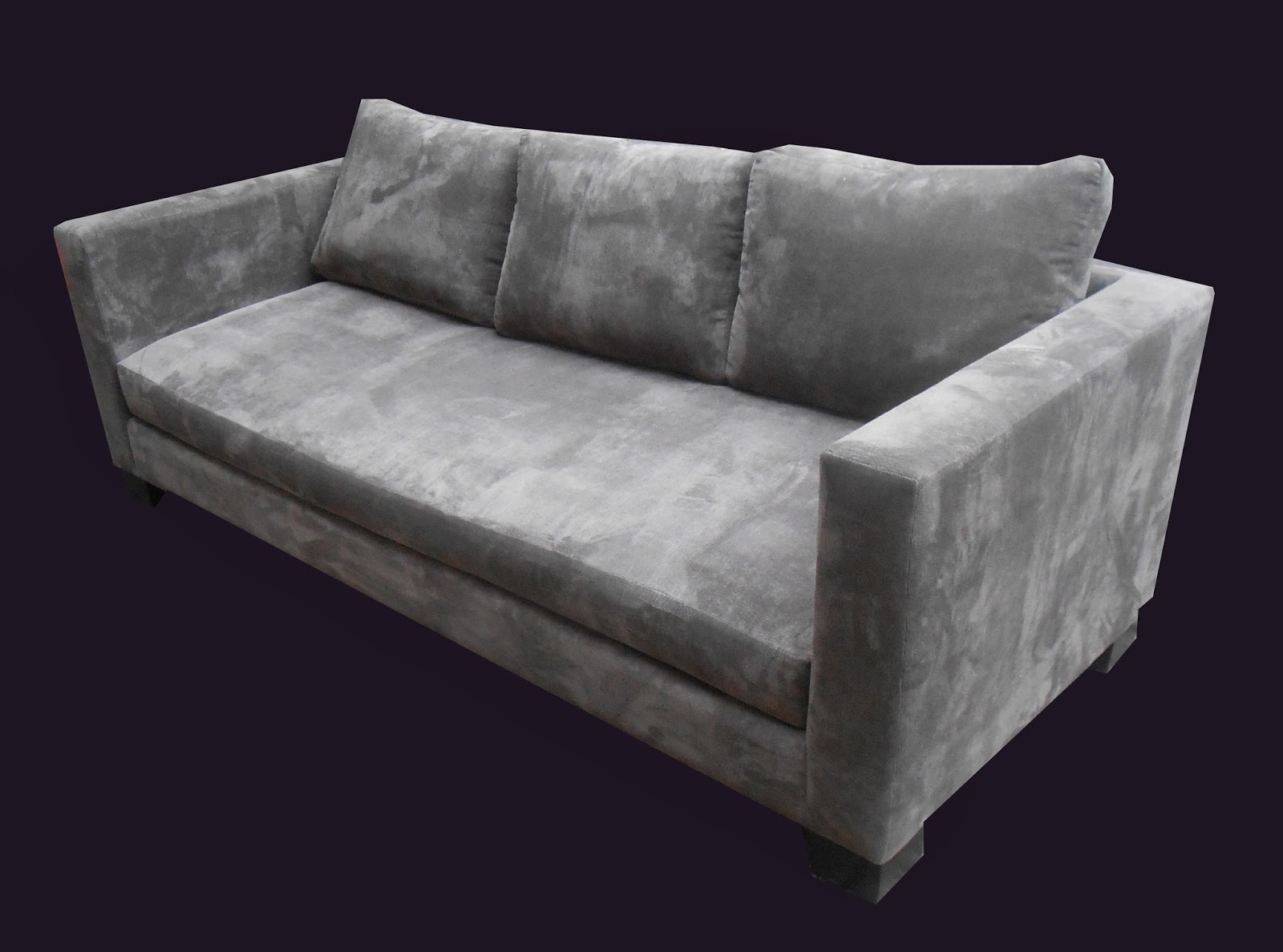 Uhuru Furniture & Collectibles Charcoal Grey Velvet Sofa SOLD