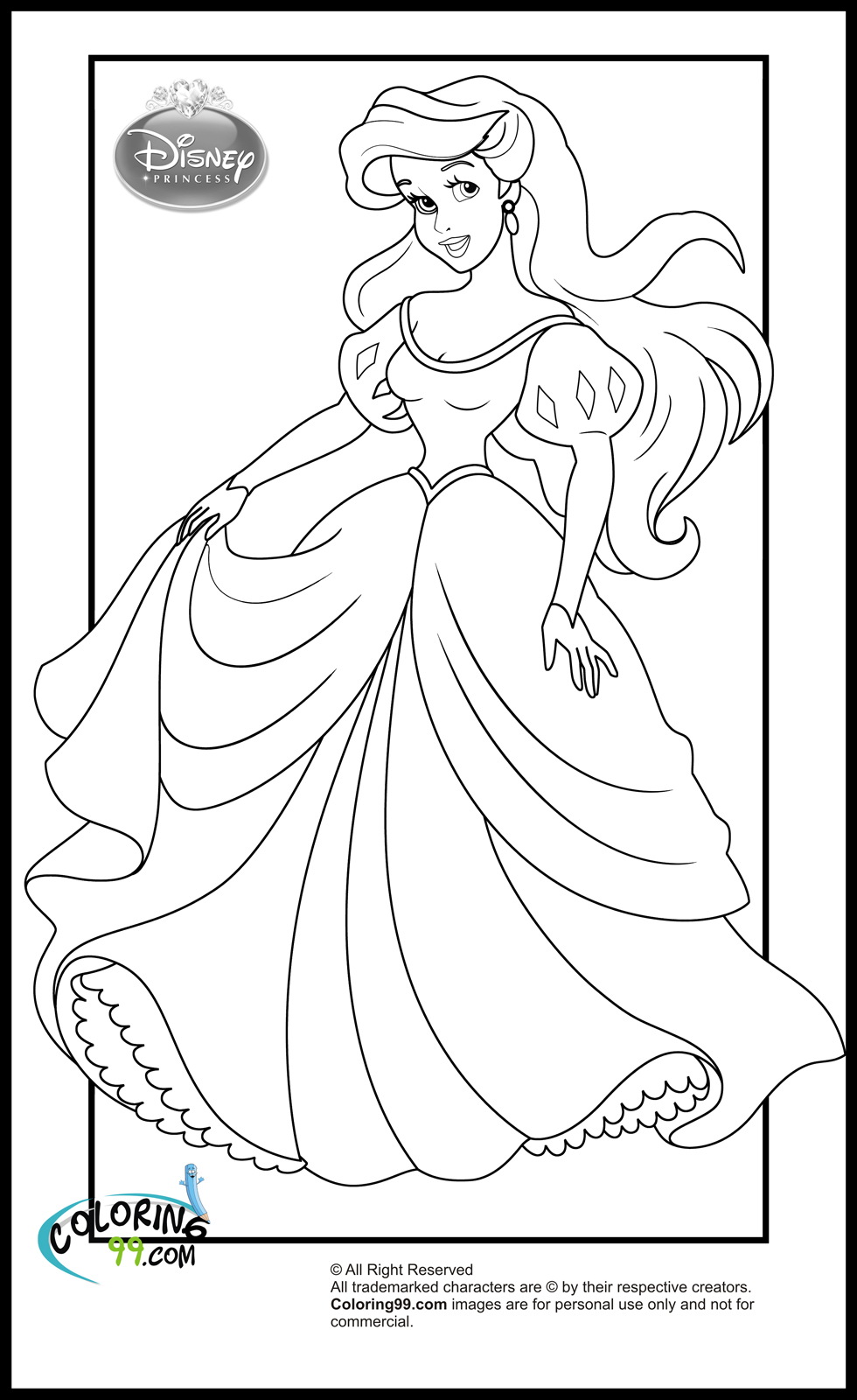 disney princess characters coloring pages