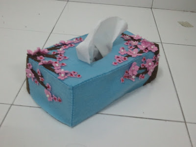 sakura, tissue box, cover, felt, craft, handmade, cantik
