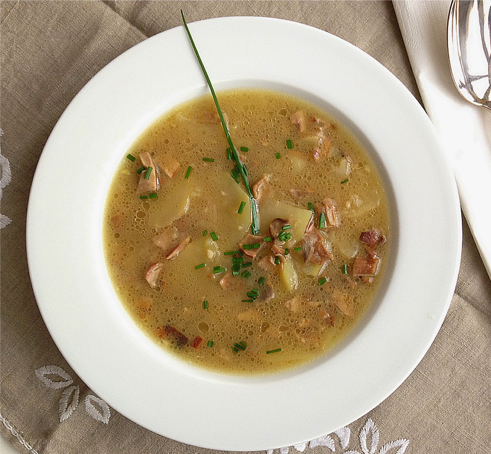 Nuts about food Potato and porcini mushroom soup