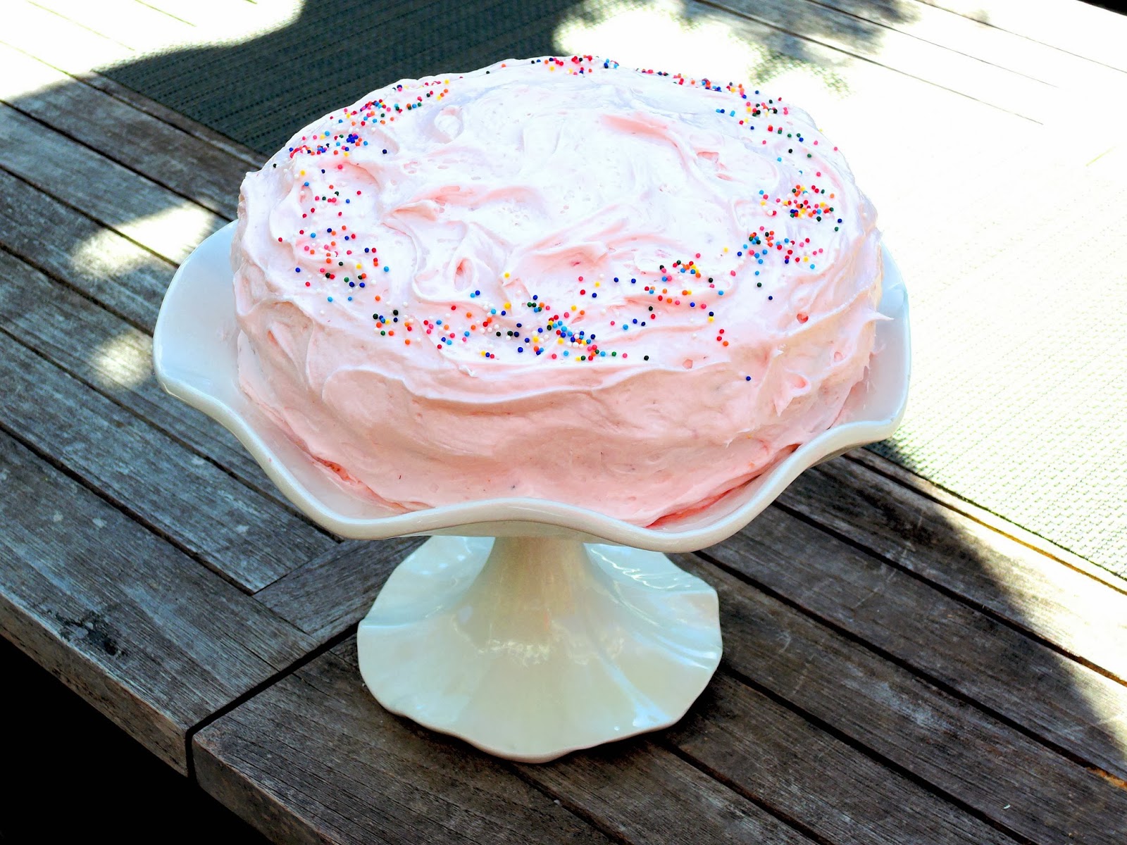 Dictionary's Creative Space Vanilla Bean Cake with Strawberry Frosting