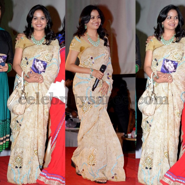 Singer Sunitha Embroidery Saree