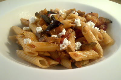 pasta gegrilde aubergine