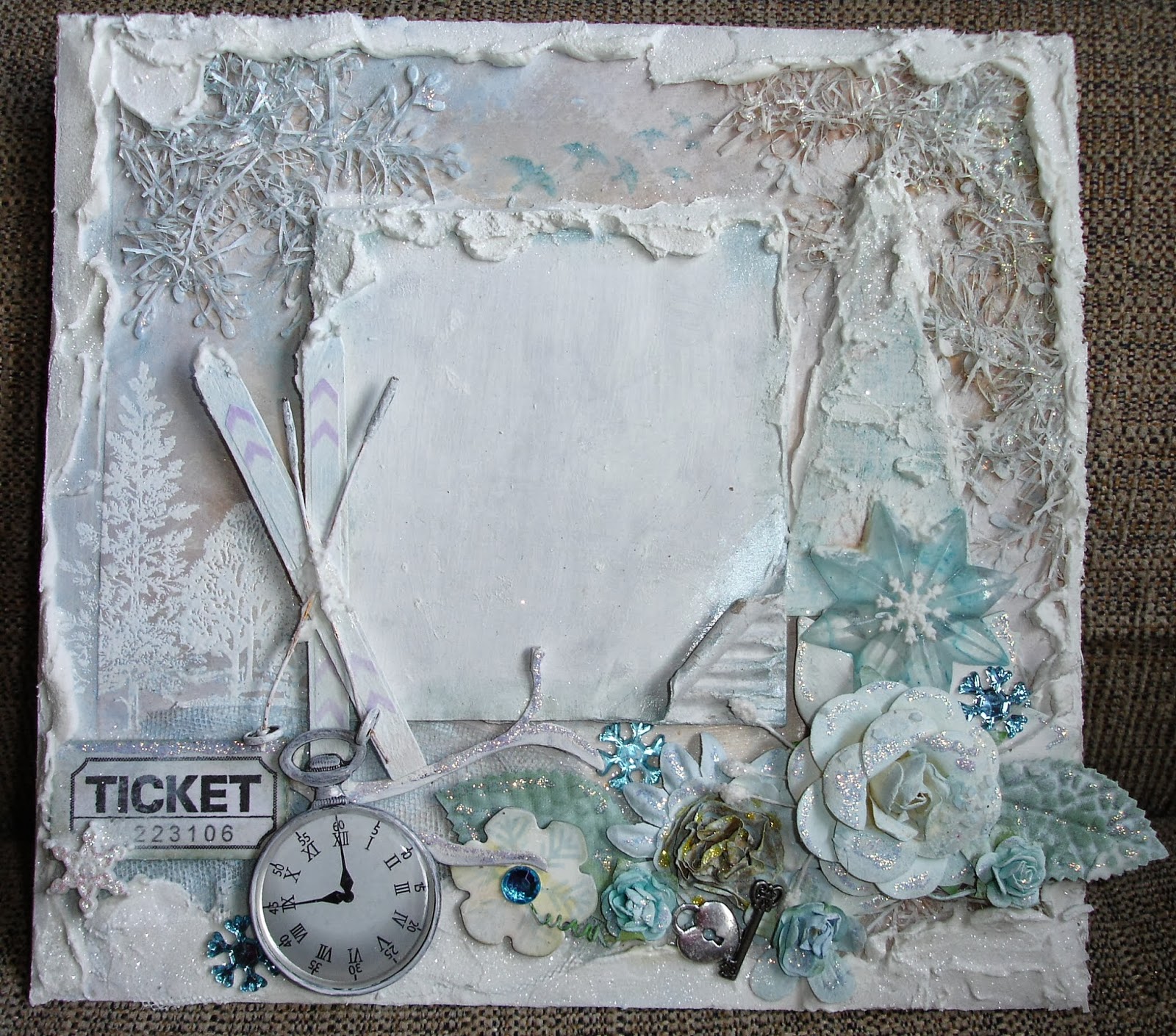 Muddy Footprints Mixed Media Winter Scene