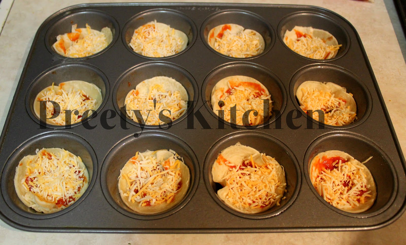 Preety's Kitchen Tortilla Pizza Cups (Step By Step Recipe)