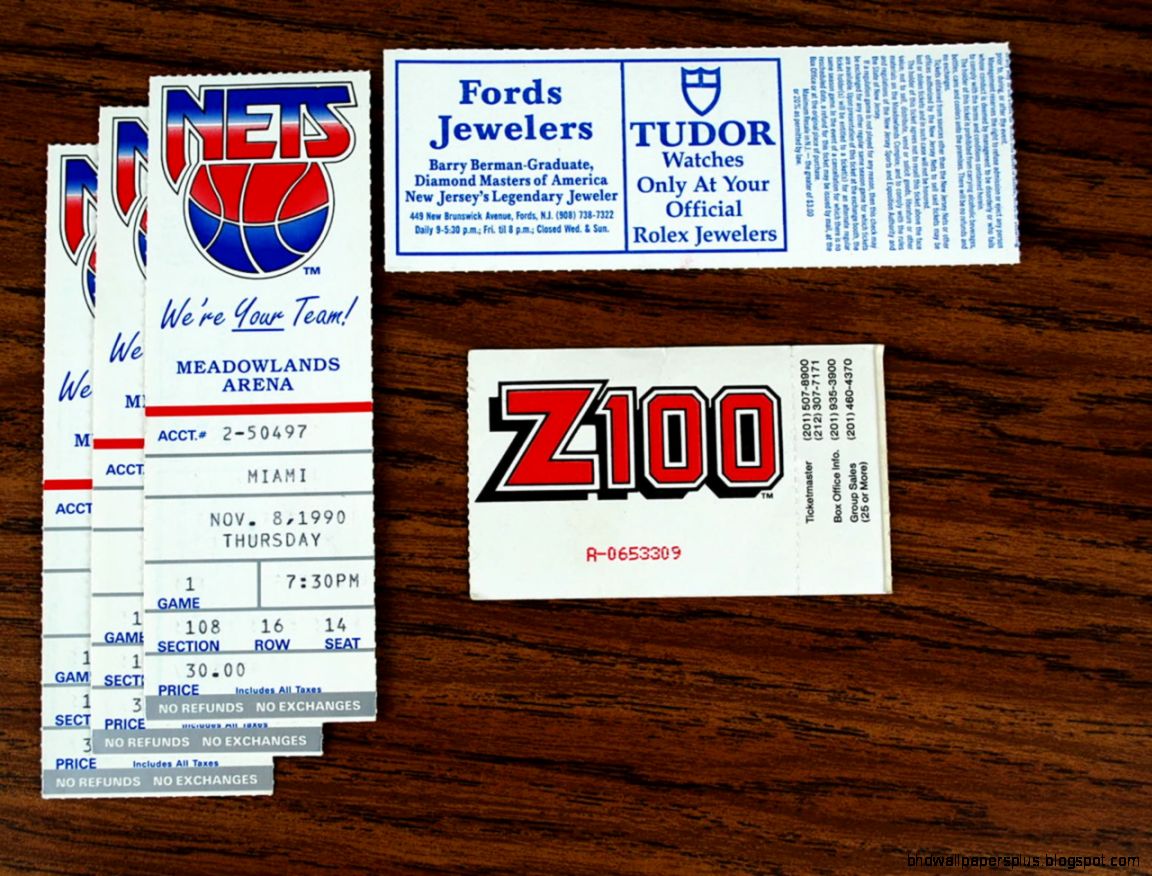 Five 1990 Regular Season Tickets NJ Nets vs Miami Heat Thumbnail Image Five 1990 Regular Season Tickets NJ Nets vs Miami Heat Thumbnail Image