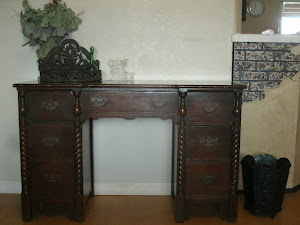 Solid Mahogany Antique desk with scroll work