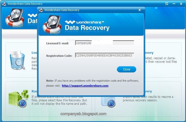 Licensed email and registration code for wondershare data recovery