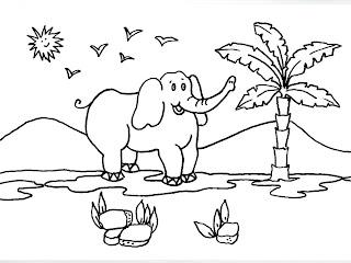 Desenhos Para Pintar O Elefante e a Arvore