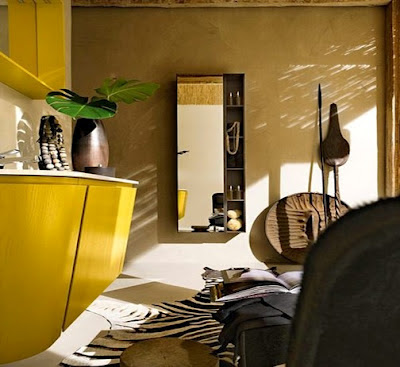 Decoración de interiores: Baños muy moderno en color amarillo