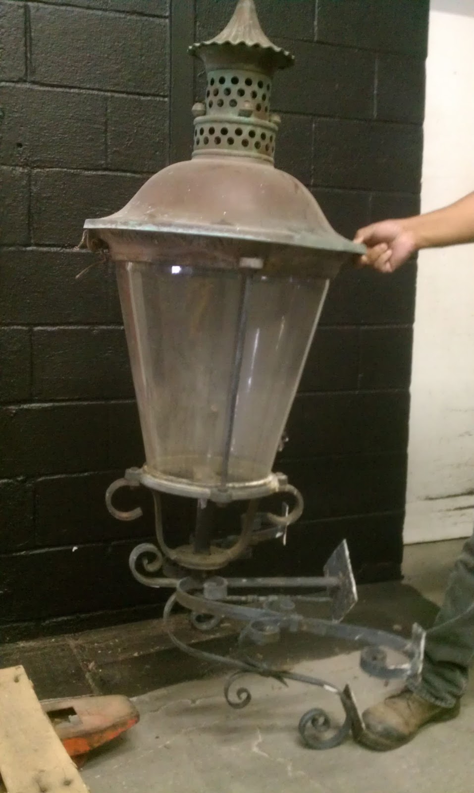 Antique, Brass, Gas Lantern