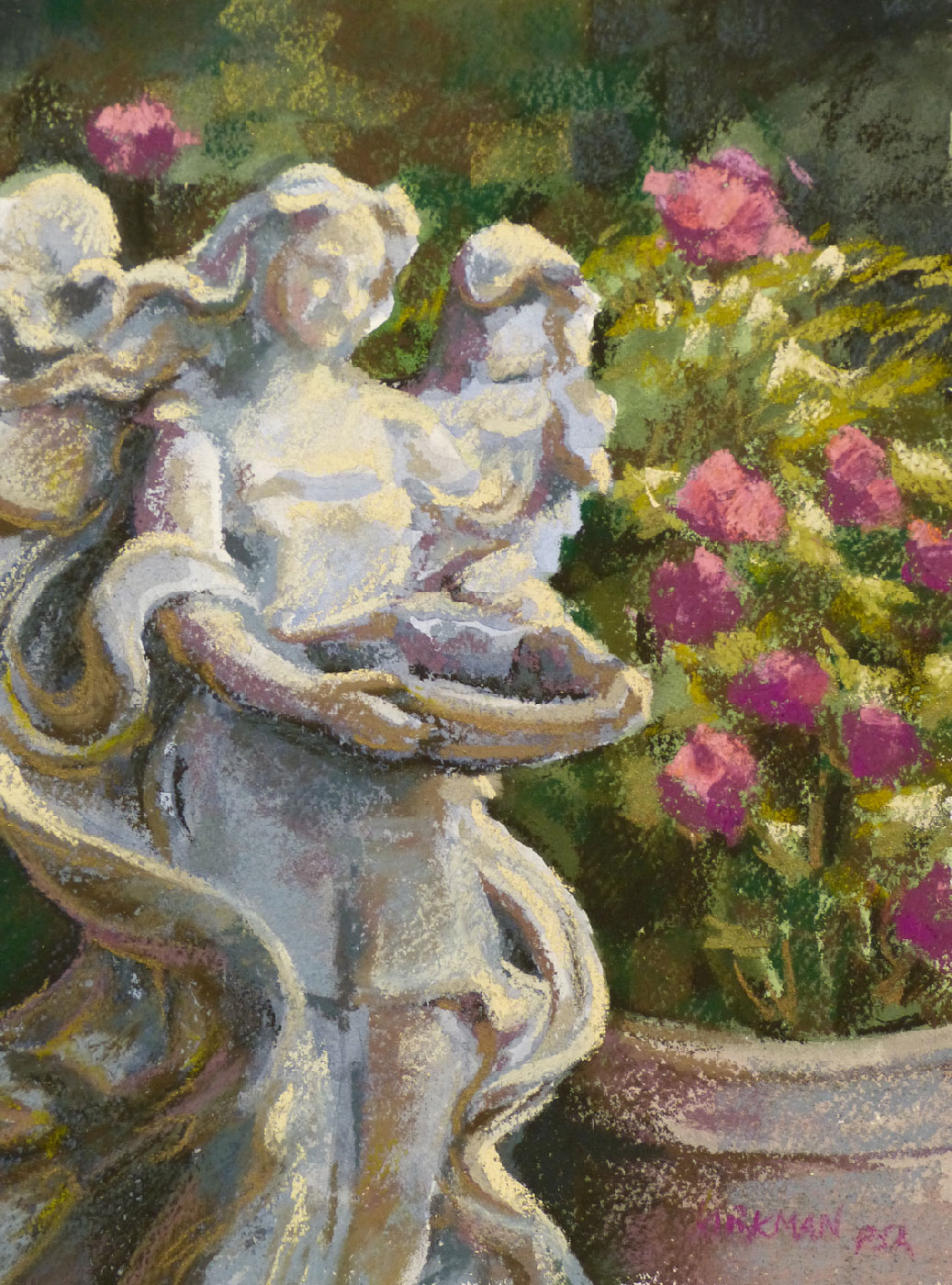 Rita Kirkman's Daily Paintings: Garden Angel (For Wimberley Flood Victims)