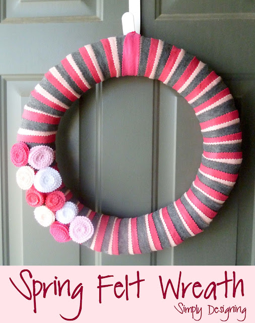 felt wreath pink grey spring 01a | Simple Spring Felt Wreath | 15 |