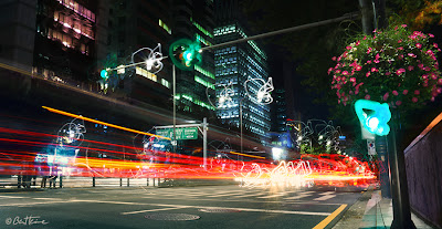Photo by Ben Heine - Street in the Gangnam District of Seoul, South Korea - long exposure