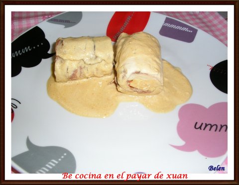 Rollitos De Pollo Con Crema Ligera De Afuega&#180;l Pitu Roxu
