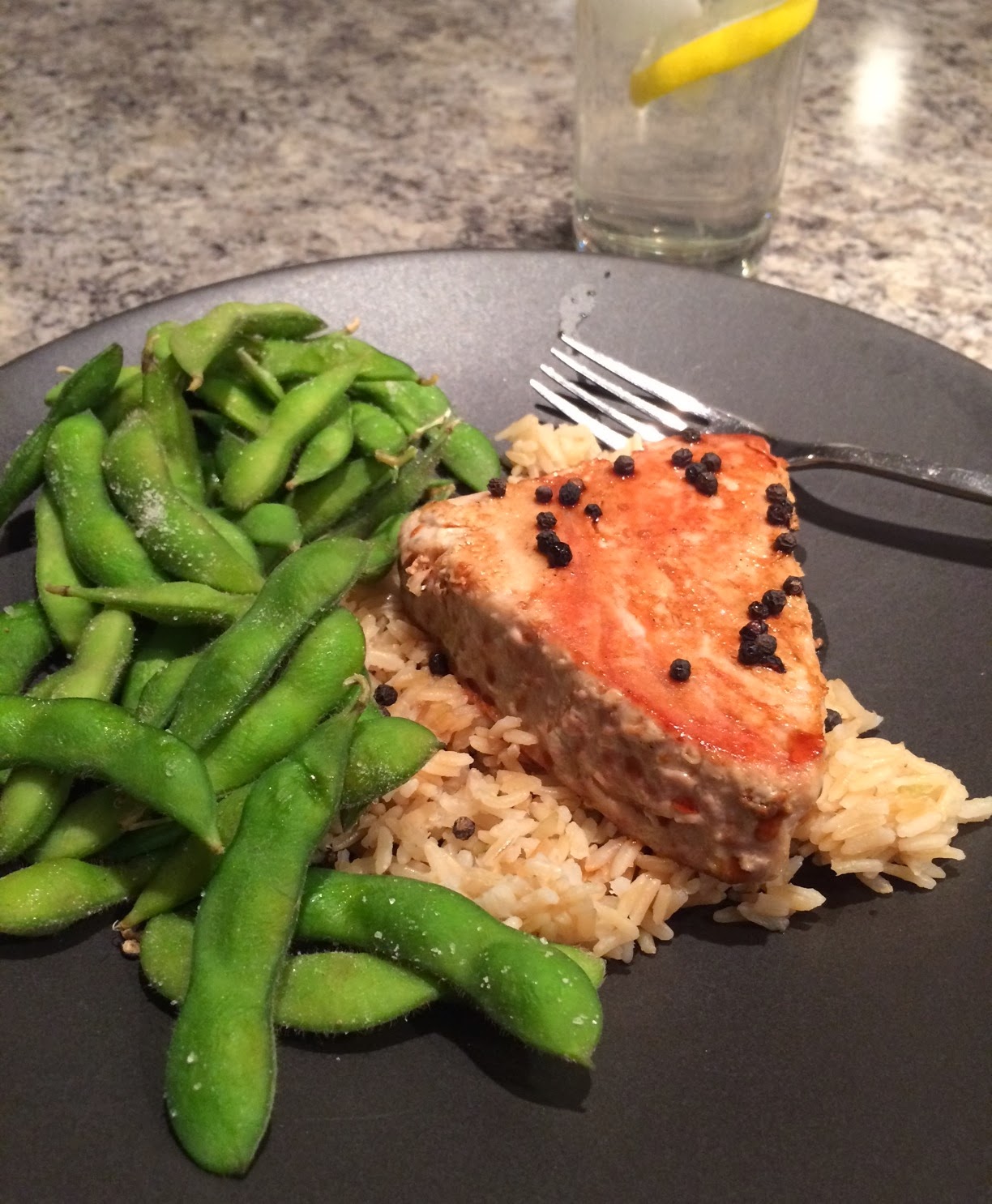Tuna Steaks with Edamame & Brown Rice — JACLYN STOKES