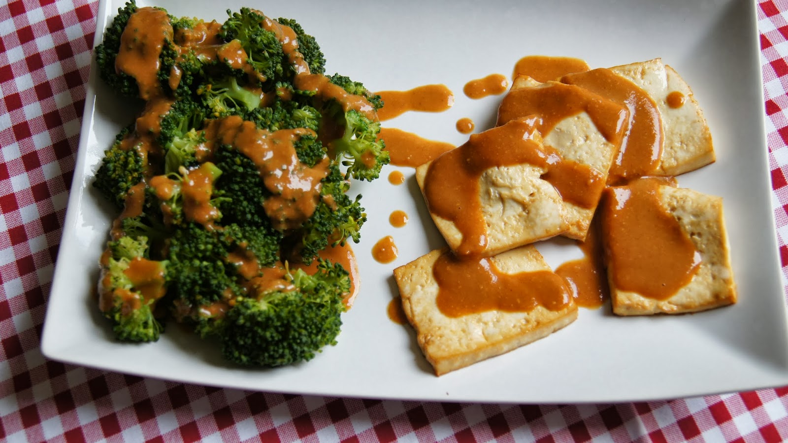 Elizabeth's Dutch Oven Tempeh Strips with Peanut Sauce and Broccoli