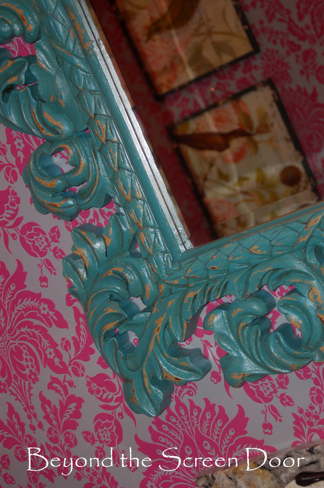 Turquoise, Pink & Silver Bathroom | Beyond the Screen Door