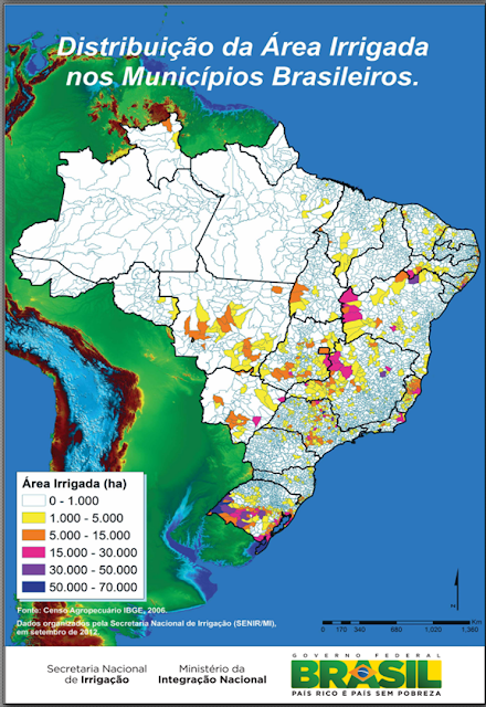 Mapa: Distribuição da Área Irrigada nos Municípios Brasileiros