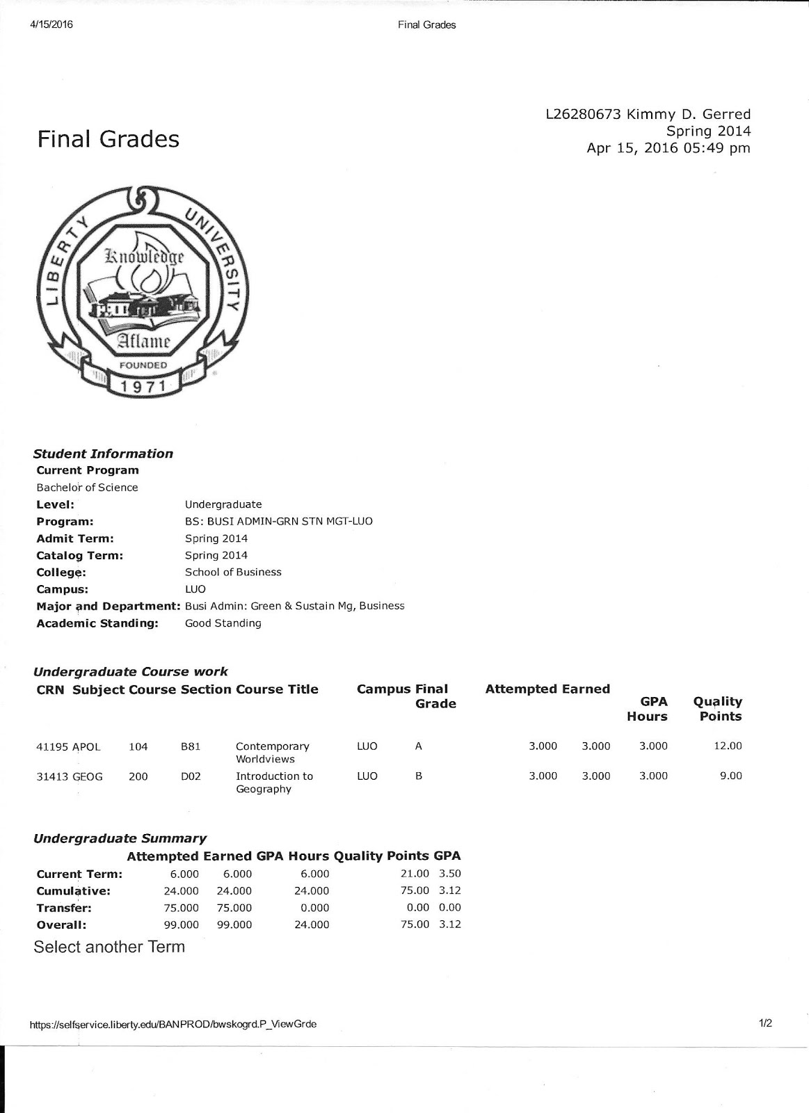 Liberty Grades