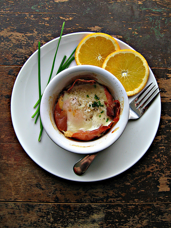 sweetsugarbean Fresh Start Baked Eggs with Prosciutto and Parmesan