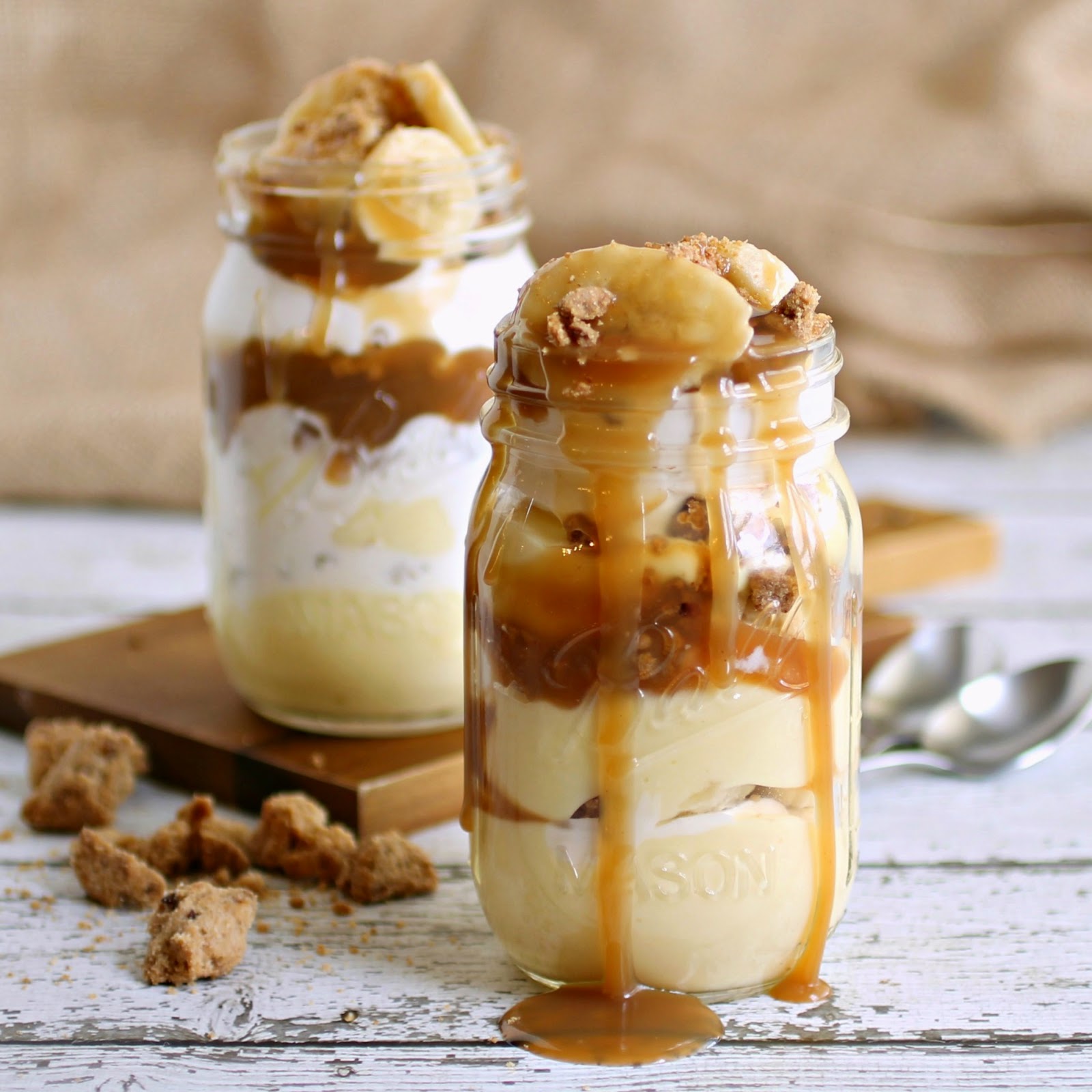 Hungry Couple Pretzel Crumb Caramel Banana Cream Pudding