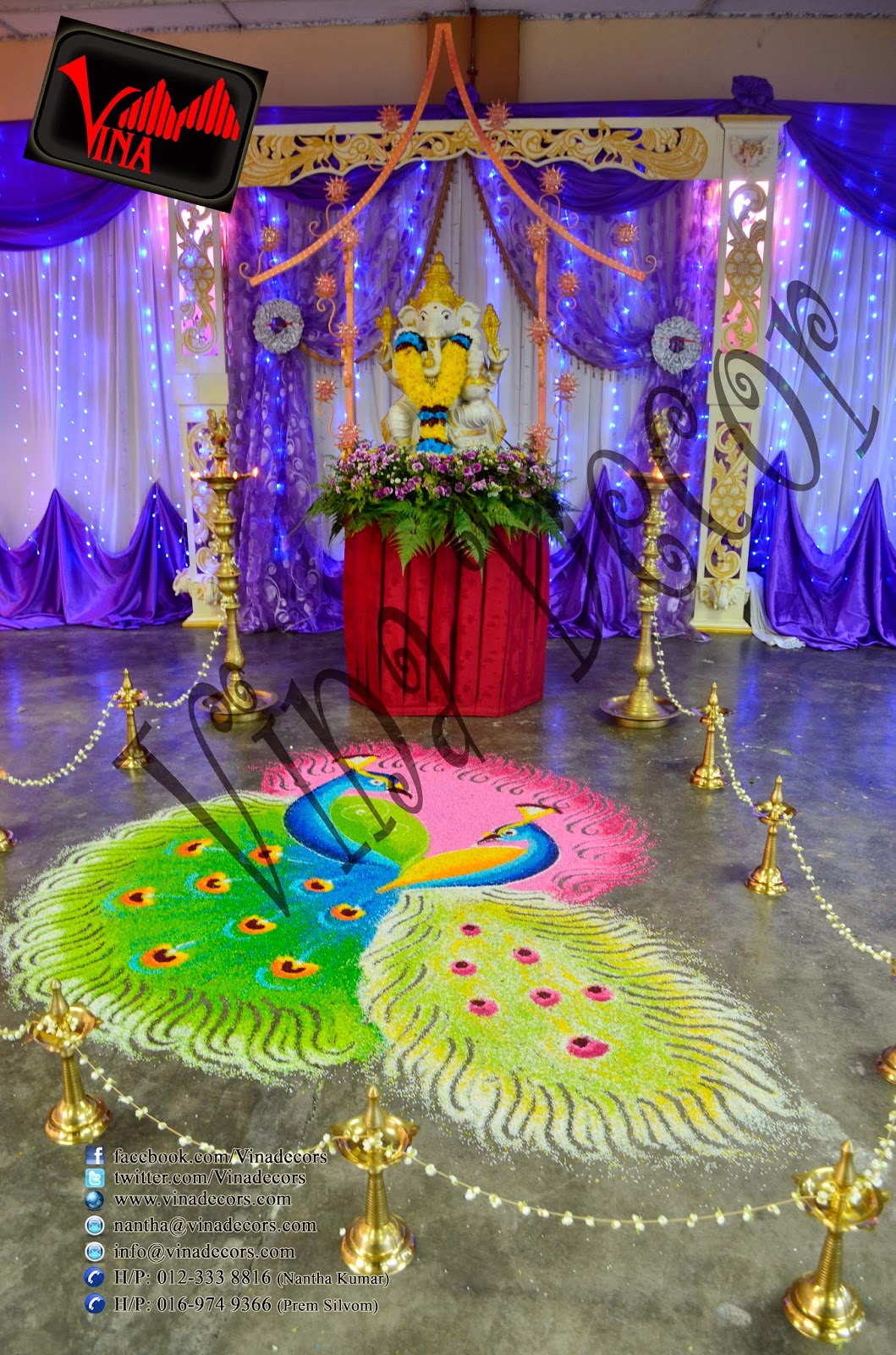 Wedding and Wedding dinner at Dewan Dato Ahmad Razali, Kampung Melayu Ampang, 68000 Ampang, Selangor, Malaysia (Ampang Hall) (Setup for Ganesha Flower pillar, Red Carpet, Stage Scallop and Backdrop with lighting, Manavarai, Crystal Dome Arch chair (cover & ribbon) and Table (cloth). Wedding and Wedding dinner at Dewan Dato Ahmad Razali, Kampung Melayu Ampang, 68000 Ampang, Selangor, Malaysia (Ampang Hall) (Setup for Ganesha Flower pillar, Red Carpet, Stage Scallop and Backdrop with lighting, Manavarai, Crystal Dome Arch chair (cover & ribbon) and Table (cloth).
