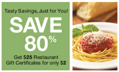 Restaurant.com offers 80% off