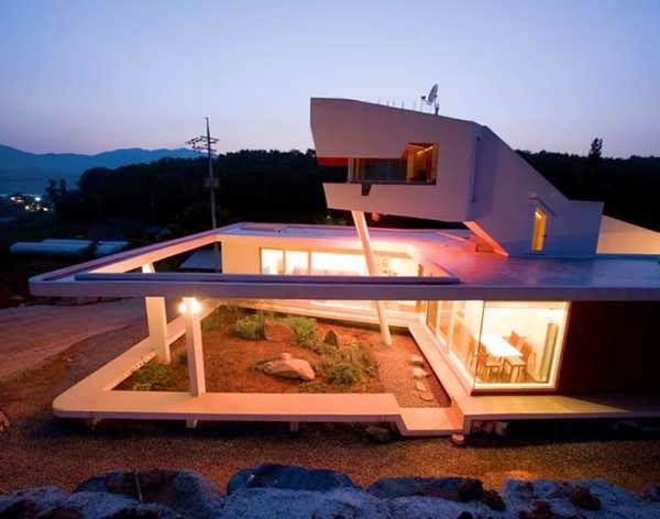 Geometric Zen House Design In South Korea Can Be Opened Or Concealed With Curtains Top 7 Unique House Design
