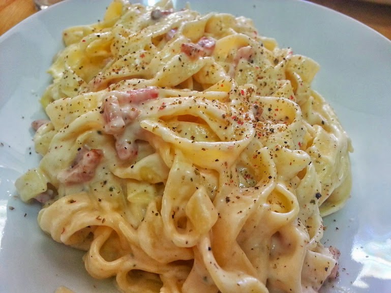 Tagliatelle con nata y bacon "carbonara" COCINA FÁCIL La cocina de