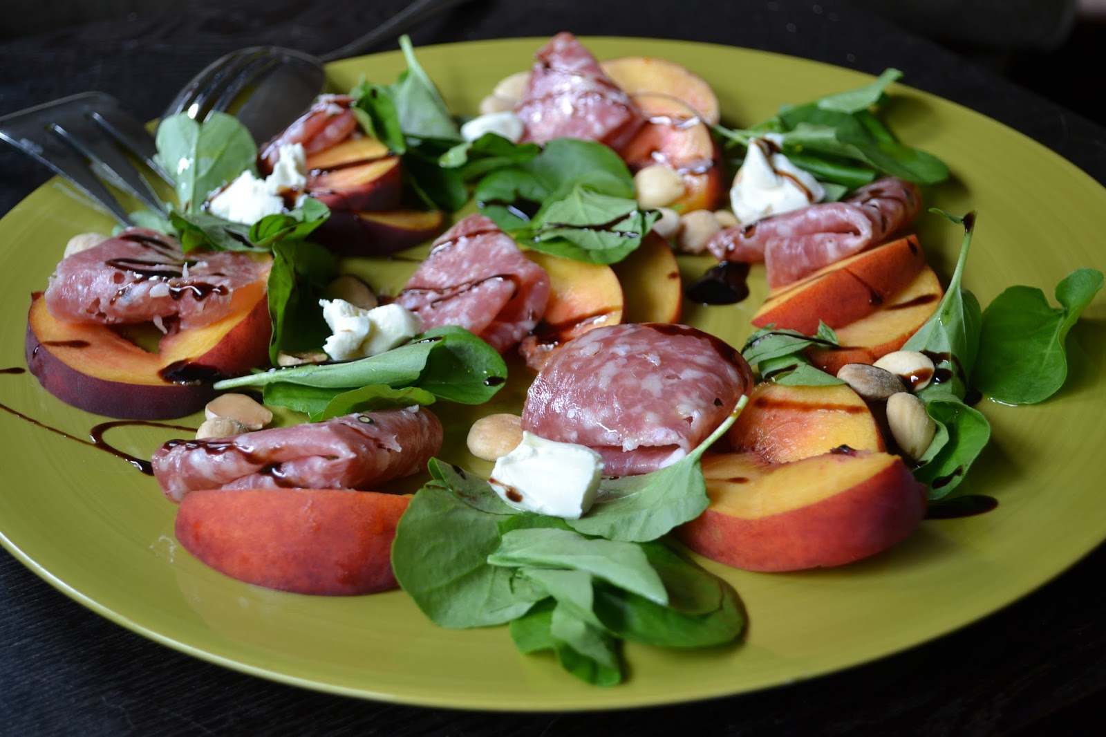 Hardly Housewives Soppressata & Peach Salad