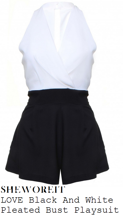 jasmin-walia-black-and-white-monochrome-sleeveless-v-neck-tailored-playsuit