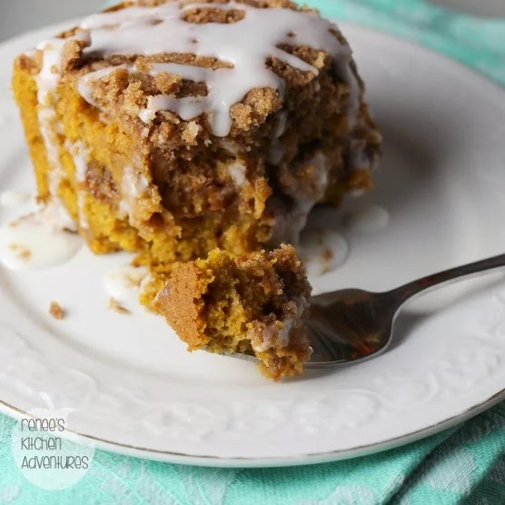 Pumpkin Cinnamon Streusel Coffee Cake:  Pumpkin, cinnamon, pecans and streusel inside and out! 