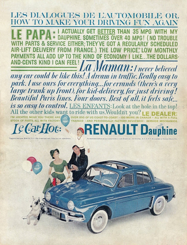 Past Print Renault Dauphine ads / 1960