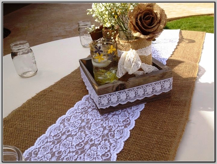 Burlap and lace wedding decorations