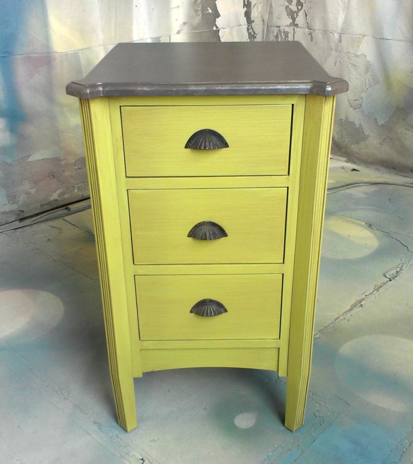 Sydney Barton Painted Furniture Acid Green Nightstand with Faux