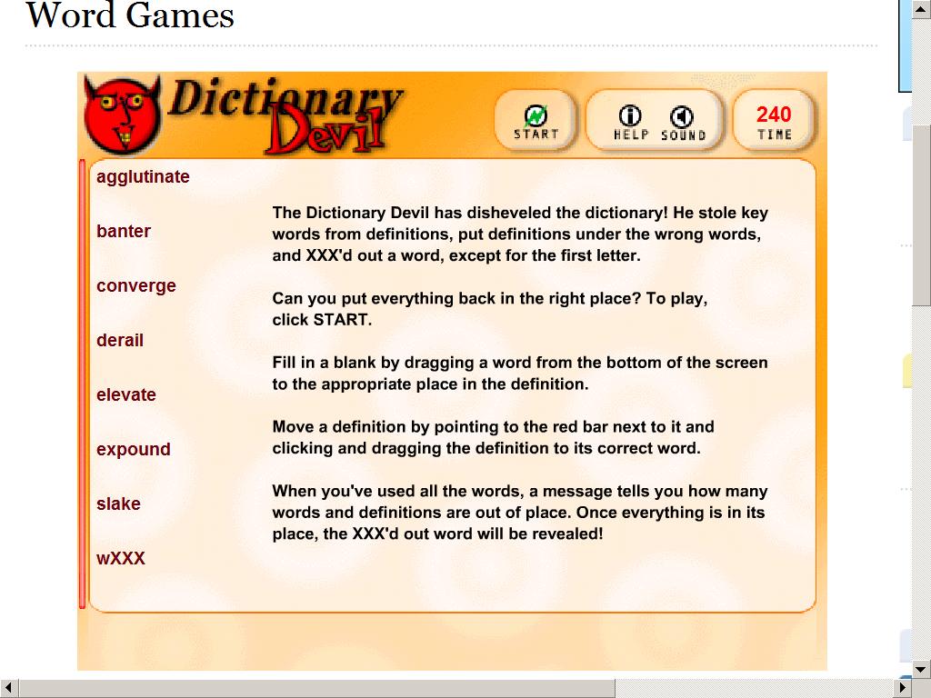 OUR ETERNAL STRUGGLE THE "DICTIONARY DEVIL" GAME