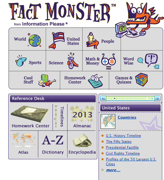 Fact monster homework center