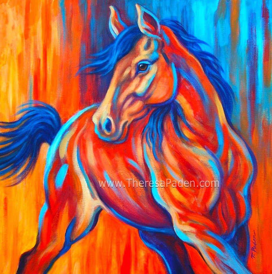 Paintings By Theresa Paden Colorful Contemporary Horse Painting