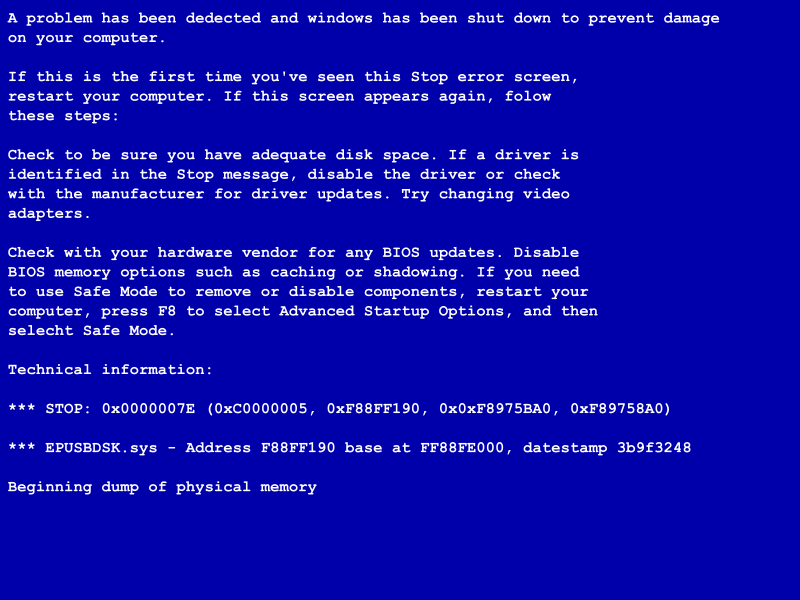 Windows Vista Startup Problem Blue Screen