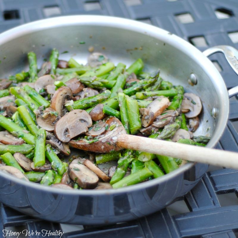 Mushroom, Asparagus, Radish, & Arugula Salad • Honey We're Home