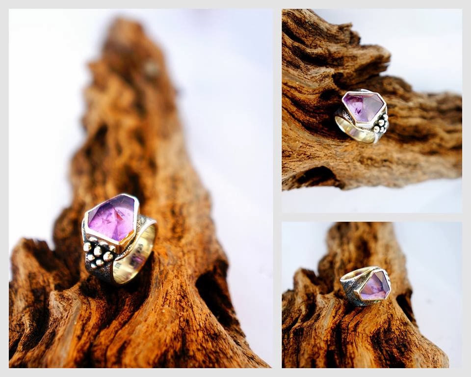 EK Art Jewelry Tamarindo Costa Rica Amethyst Crystal Point ring