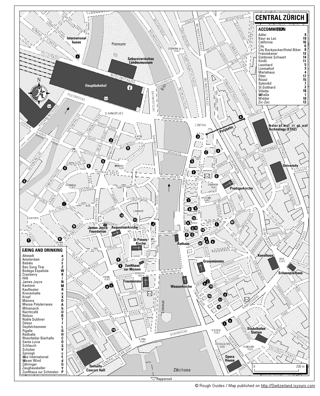 Map of Zurich Switzerland - Free Printable Maps