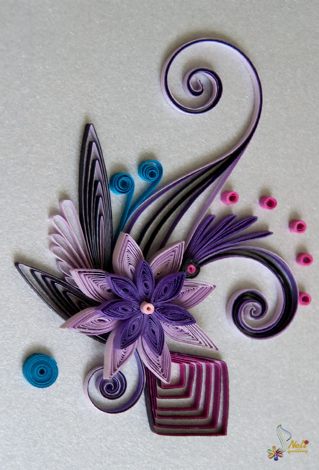 Neli Quilling Art Quilling card purple flower