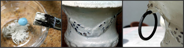Create weathered pottery with paint and Vaseline.