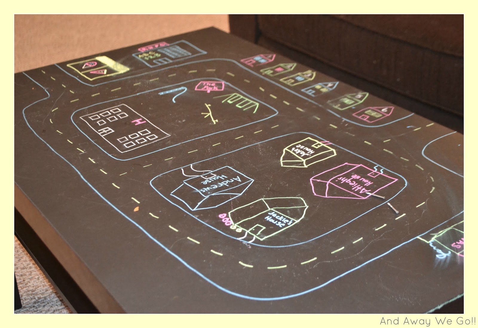 and away we go! Chalkboard table games...