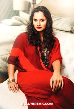 Sania posing in a bold red outfit Sania posing in a bold red outfit - Sania Mirza's Verve India - Aug 2012 photo shoot