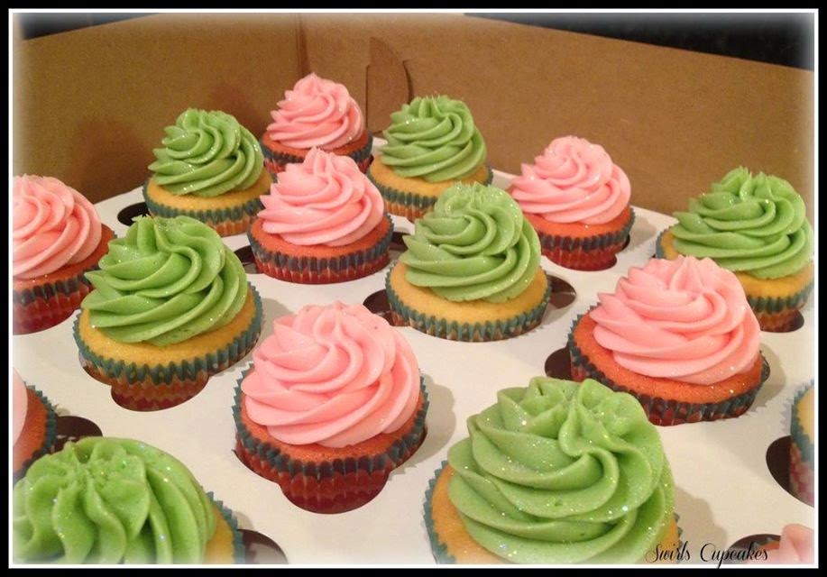 swirls cupcakes pink green