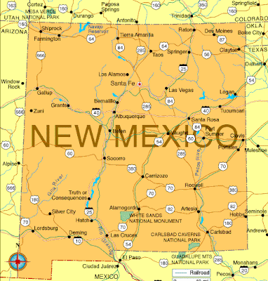 New Mexico Map Regional Political