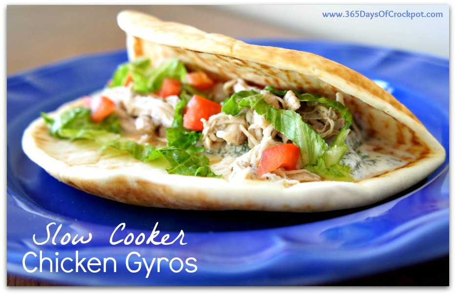 Recipe for Slow Cooker Chicken Gyros with Tzatiki Sauce 365 Days of